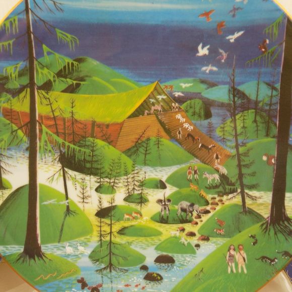 Limoges Porcelain Plate the story of The Noah's Ark AT JOURNEY'S END France - Picture 3 of 3